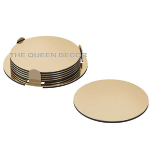 Ensemble de 6 dessous-de-verre ronds en aluminium, très demandés, de luxe, pour la maison et les restaurants. - Product Image 6