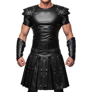 Armadura de Pecho de Cuero Genuino Estilo Guerrero con Placas para Hombros y Correas Cruzadas, Corsés Negros - Eoin Winston Sports Garments - Product Image 5