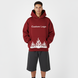 Sweat à capuche surdimensionné pour homme en coton tissé 100% délavé au soleil, avec strass, tissu 400 g/m², coupe classique - Product Image 2