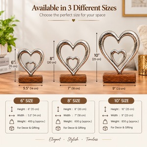 Objeto Decorativo de Metal con Doble Corazón sobre Base de Madera, Decoración Moderna para el Hogar, para Mesa, Exhibición del Día de San Valentín - Product Image 4