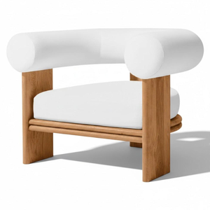 Canapé une place de style minimaliste, chaise longue en teck pour meubles de patio et de jardin - Product Image 2