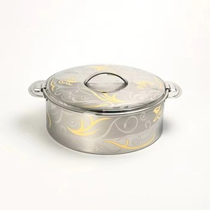 Cacerola con forma de olla, acabado plateado, con tapa redonda, perfecta para uso doméstico, catering y eventos de servicio de comida, procedente de la India. - Product Image 2