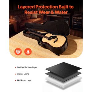 Étui rigide pour guitare acoustique 47,1 pouces, coque rigide Oxford, étui de voyage protecteur avec compartiment pour accessoires et rembourrage en mousse - Product Image 3