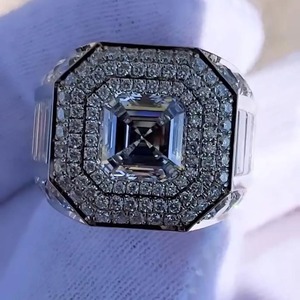 Nueva Colección Anillo de Compromiso para Hombre con Corte Asscher, 9.50ctw, Diamantes Cultivados en Laboratorio, Certificados IGI, Oro Sólido de 14K, Minimalista y de Lujo - Product Image 2
