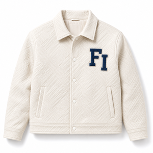 Chaqueta Personalizada con Bordado Chenille, Tela de Nailon y Spandex, Cómoda, Resistente al Viento, Cálida, Diseño con Botones, Unisex, Proveedor de Chaquetas para Hombre - Product Image 4