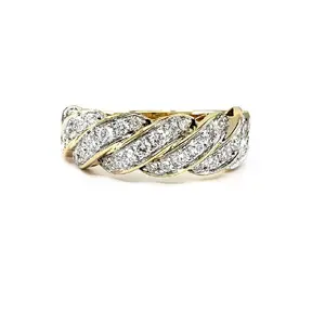 Cina Direct Factory Jewelry Top sales migliore qualità 14k Solid Yellow Gold Natural Diamond Round Twist Wedding Band per regalo