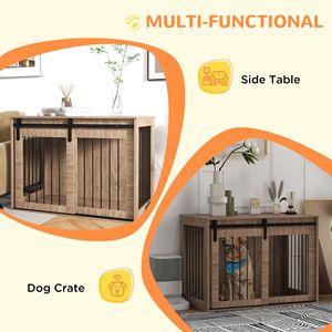 <b>Large</b> Indoor Walnut Brown 39x23x27 Dog Cage 2-in-1 Modern Pet Kennel and End Table Furniture <b>Boxed</b> XXL XXXL Sizes for Breeding - Product Image 5