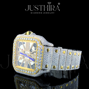 Montre de luxe en acier inoxydable avec cadran en verre et diamants de laboratoire de qualité supérieure, conçue pour une brillance éclatante, robuste et haut de gamme, Inde - Product Image 3