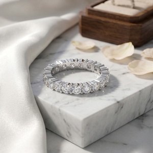 3.05CTW 9K <b>Gold</b> Vintage Style Round Brilliant Cut Prong <b>Set</b> for Certified Women's Eternity <b>Ring</b> - Product Image 2