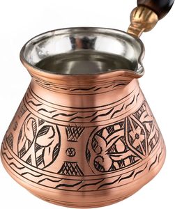Cafetera Turca Artesanal de Cobre, Redonda, con Asa de Madera, Diseño Tradicional para Café y Té - Product Image 5