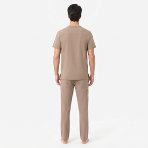 Tenue médicale pour homme : haut à col rond et manches courtes et pantalon en polyester et élasthanne - Product Image 4