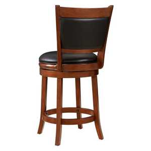 Solid Wood <b>Bar</b> <b>Stool</b> Swivel Counter Chair Upholstered Seat and <b>Backrest</b> PU Leather for Kitchen Cafe Restaurant - Product Image 3