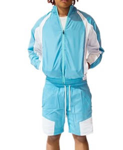 Conjunto de Chaqueta Corta y Pantalones Cortos de Dos Piezas Personalizado, Estilo Windbreaker, con Parches, Cierre de Cremallera, Nailon y Poliéster, Ropa Deportiva Urbana para Hombre - Product Image 4