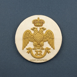 Handmade Gold Bullion Wire Masonic <b>Hourglass</b> Badge Blue Velvet Embroidery Patch for Lodge Ceremonial Regalia - Product Image 5