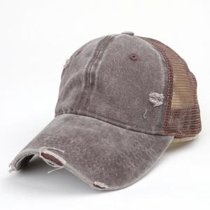 Custom Logo 6-Panel Adjustable Distressed Baseball Cap Wholesale Street Style Hip Hop Fashion Vintage Washed Mesh Beach Fishing - Product Image 4