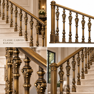 Barandilla Clásica de Bronce Tallado con Balaustres Ornamentales para Escaleras y Balcones, Pasamanos y Balaustrada Metálicos - Product Image 5