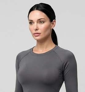 T-shirt de compression à manches longues pour femme, col rond, sous-vêtement technique pour le sport, le yoga et l'entraînement en salle de sport - Product Image 5