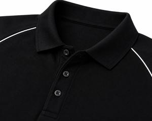 Chemise noire à manches courtes pour homme, couleur unie, tricotée en Spandex/Coton, respirante, séchage rapide, coupe décontractée, boutonnée, coupe classique - Product Image 6