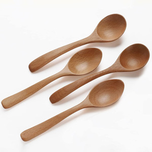 Cuillères en bois faites à la main, best-sellers, en bois naturel, choix de tailles personnalisées, cuillères à soupe pour servir les repas - Product Image 3