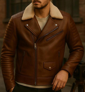 Veste d'hiver en cuir pour homme, chaude, respirante, avec col montant et logo frontal, idéale pour l'extérieur - Product Image 3