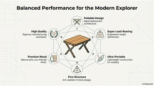 <b>Folding</b> Outdoor Wooden <b>Table</b> Rectangular Trestle Base Minimalist Design 4 Seater <b>Garden</b> Furniture - Product Image 6