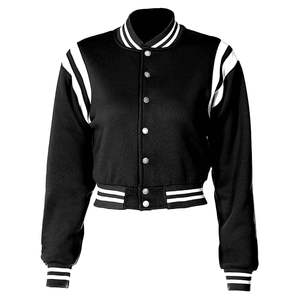 Custom <b>Womens</b> Crop College Varsity <b>Jacket</b> Baseball <b>Bomber</b> Style Quilted Warm Breathable Outerwear Wholesale - Product Image 1