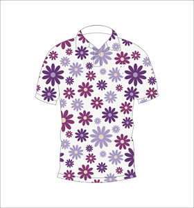 Men’s <b>White</b> Purple Daisy Floral Print <b>Polo</b> Shirt Short Sleeve Casual Summer Golf Shirt - Product Image 4