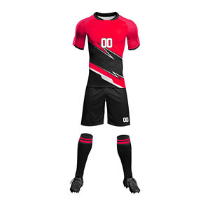 Custom Sublimated Soccer Jersey Set Men's Blue Black Short Sleeve <b>Moisture</b> Wicking Athletic Uniform with Team Numbers and <b>Socks</b> - Product Image 3