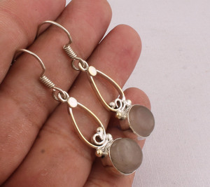 Natural Rainbow Moonstone Earring <b>Solid</b> 925 Sterling <b>Silver</b> Handmade Vintage Luxury Drop Earrings Wedding Anniversary Gift Part - Product Image 3