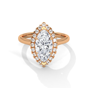 Anillo de oro rosa macizo de 14 quilates con diamante de corte marquesa engastado en punta, cultivado en laboratorio, certificado por GRA, anillos de compromiso para mujer al precio más bajo - Product Image 1