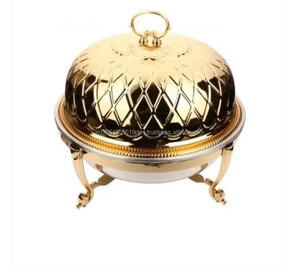 Plato de frotamiento de lujo dorado de acero inoxidable usado personalizado de alta calidad para buffet Catering Los últimos suministros para hoteles y restaurantes - Product Image 5