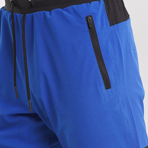 Pantalon de jogging pour homme bleu marine, taille élastique, poches latérales zippées, bas de pantalon côtelé, pantalon sportif - Product Image 6