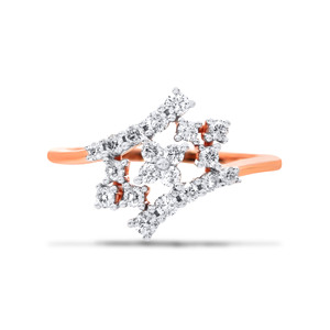 Sparkling Rose Gold Diamond Ring Open Bypass Design with Pave Diamonds Elegant Statement Jewelry Gift <b>Box</b> Included - Product Image 4
