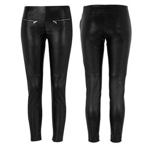 Pantalon d'hiver pour femme en similicuir noir, taille mi-haute, coupe droite, effet push-up - Product Image 3