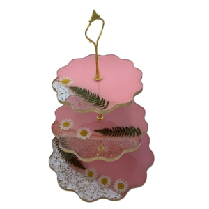 Elegant Marble-Effect 3-Tier Resin <b>Cupcake</b> <b>Stand</b> Durable Food-Grade Epoxy Resin Serving Platter With Irregular Edges And Metal - Product Image 4