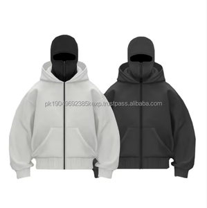 Sudadera con Capucha Personalizada de Alta Calidad con Bordado de Ninja, Pasamontañas, Algodón Grueso, Diseño de Parches, Capucha Doble con Cierre, Lavado Ácido - Product Image 1