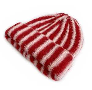 Striped Jacquard Knitted Adjustable <b>Beanie</b> Hat Unisex Adult Winter Warm Handmade Acrylic Breathable & <b>Waterproof</b> Casual 56-58CM - Product Image 2