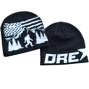 Men's Jacquard Acrylic Fabric Y2K Black White Knitting Custom Embroidered Beanie Striped <b>Warm</b> Brimless Personalized Winter <b>Hat</b> - Product Image 1