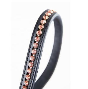 Super Quality Leather Horse Browband with <b>Crystals</b> Custom Logo Comfortable Equestrian Sports Riding Gear Fancy <b>Stitching</b> - Product Image 1
