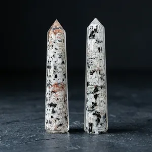 แท่งนวดออร์กอนหินมูนสโตนสีขาวรุ้ง  แบบ AGATE  รูปแบบการบำบัดจักระ  ของมงคล  ขายตรง  งานคราฟต์คริสตัล  เฟิงฟู่ - Product Image 1