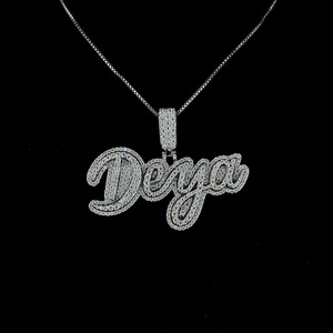 Colgante con nombre personalizado de 1,5 pulgadas, 2 pulgadas, 2,5 pulgadas, S925 D VVS, colgante de moissanita Hip Hop personalizado - Product Image 4