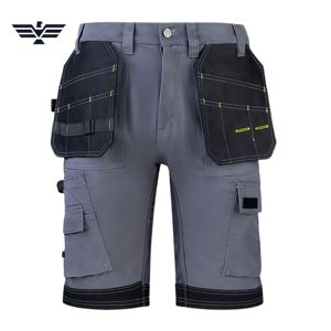Shorts de travail personnalisés à haute visibilité en polyester fluorescent multi-poches pour hommes |   Shorts utilitaires robustes |   Carpentier - Product Image 1