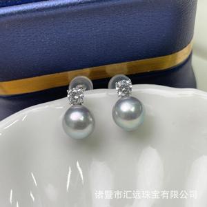 Boucles d'oreilles en perles d'eau de mer japonaises Akoya de 7 à 9 mm, authentiques, en chanvre avec argent pur S925, style reine, design simple et polyvalent - Product Image 4