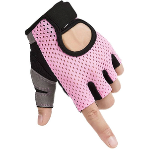 Half <b>Finger</b> Mesh Cycling Gloves Breathable Polyester Lycra Unisex Summer Hook Loop Closure <b>Light</b> Blue Black Gray - Product Image 2