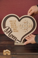 Idée cadeau Saint-Valentin Delarchi : Décoration de table en forme de cœur en contreplaqué animal, style religieux vietnamien, artisanat de boîte, panneaux muraux