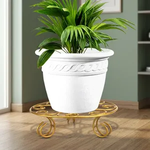 Support de plante en métal doré pour balcon, jardin, intérieur, extérieur, support décoratif pour pot de fleurs, support de présentation pour pot de fleurs pour la maison, le patio - Product Image 4