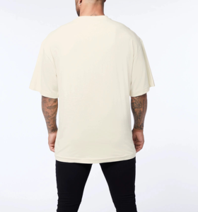 เสื้อยืดคอกลมแขนสั้นสีพื้นทรงโอเวอร์ไซส์สำหรับผู้ชาย ผ้าเจอร์ซีย์ถักเนื้อนุ่ม 100% ผ้าฝ้าย ดีไซน์เรียบง่าย - Product Image 2