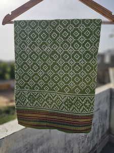 Handmade Wooden Block Print Sarongs & Pareos Lightweight Cotton Beachwear for Women Floral Leaf Bagru Scarf - Product Image 2