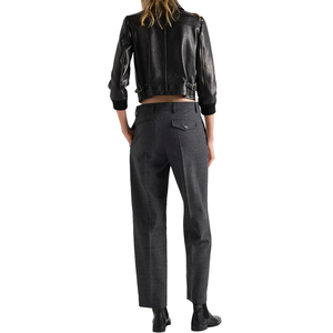 Women's Buffalo <b>Leather</b> Blouson <b>Jacket</b> Luxury Cropped Designer <b>Leather</b> Outerwear OEM Custom <b>leather</b> top Manufacturer - Product Image 2