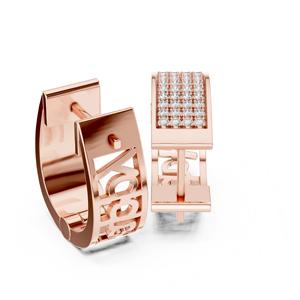 Pendientes Huggie de Oro Rosa de 18kt con Diamantes CVD de Corte Brillante Cultivados en Laboratorio, Certificados por IGI, Joyería Nupcial para Mujer, 8G, de Moda - Product Image 3